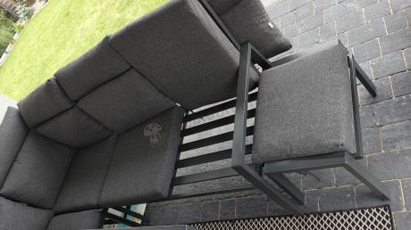 Duży narożnik ogrodowy metalowy 294x184cm Doros Corner XXL z 2 fotelami, 2 pufami i stołem 160cm wysokie oparcia - Da