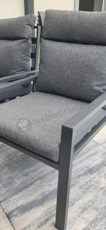 Duży narożnik ogrodowy metalowy 294x184cm Doros Corner XXL z 2 fotelami, 2 pufami i stołem 160cm wysokie oparcia - Da