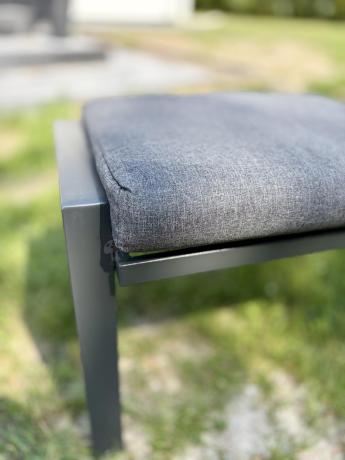 Duży narożnik ogrodowy metalowy 294x184cm Sodor Corner XXL z 2 fotelami, 2 pufami i stołem 160cm - Dark Grey