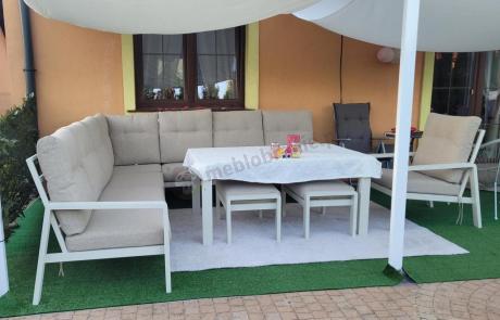 Duży narożnik ogrodowy z fotelem Tavaro Corner XL Cream