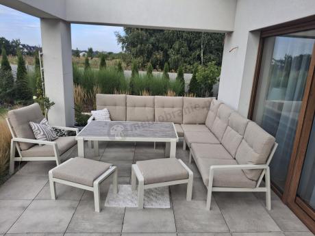 Duży narożnik ogrodowy z fotelem Tavaro Corner XL Cream