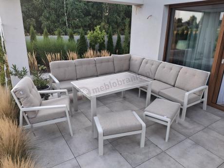 Duży narożnik ogrodowy z fotelem Tavaro Corner XL Cream