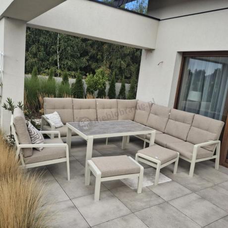 Duży narożnik ogrodowy z fotelem Tavaro Corner XL Cream