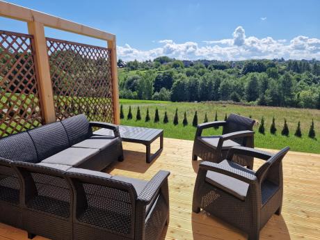 Duży narożnik ogrodowy z podnoszonym stołem