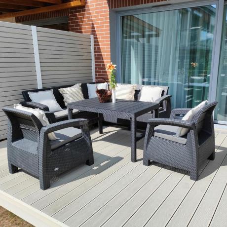 Duży narożnik ogrodowy z podnoszonym stołem