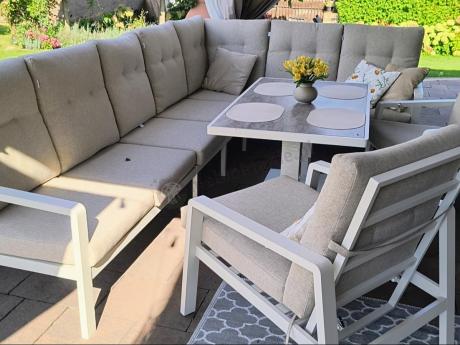 Duży narożnik ogrodowy z regulowanymi fotelami Tavaro Corner XL Plus Cream