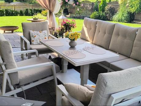 Duży narożnik ogrodowy z regulowanymi fotelami Tavaro Corner XL Plus Cream