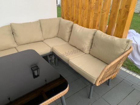 Duży narożnik tarasowy 240x240cm w stylu boho Postigo Corner XXL Nature