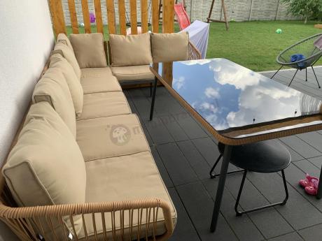 Duży narożnik tarasowy 240x240cm w stylu boho Postigo Corner XXL Nature