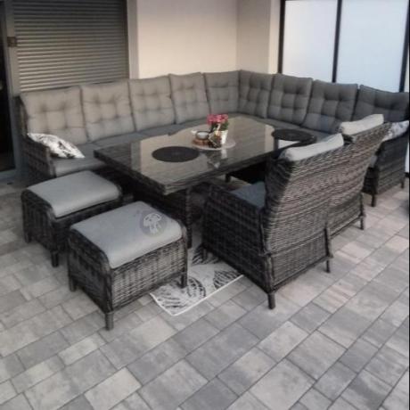 Duży narożnik technorattanowy z regulowanymi fotelami - Laritto Corner XL - Antracite