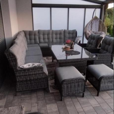 Duży narożnik technorattanowy z regulowanymi fotelami - Laritto Corner XL - Antracite