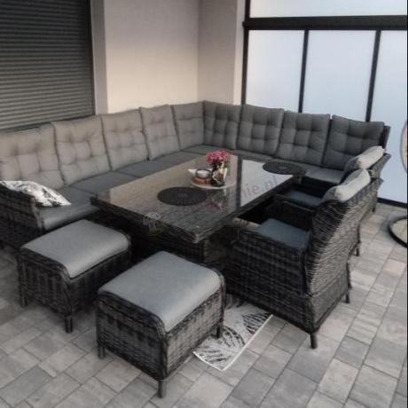 Duży narożnik technorattanowy z regulowanymi fotelami - Laritto Corner XL - Antracite