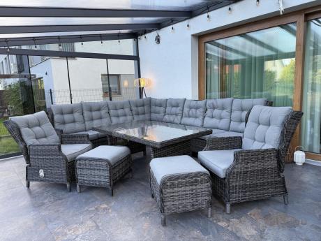 Duży narożnik technorattanowy z regulowanymi fotelami - Laritto Corner XL - Antracite