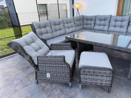 Duży narożnik technorattanowy z regulowanymi fotelami - Laritto Corner XL - Antracite