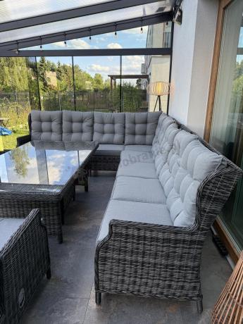 Duży narożnik technorattanowy z regulowanymi fotelami - Laritto Corner XL - Antracite