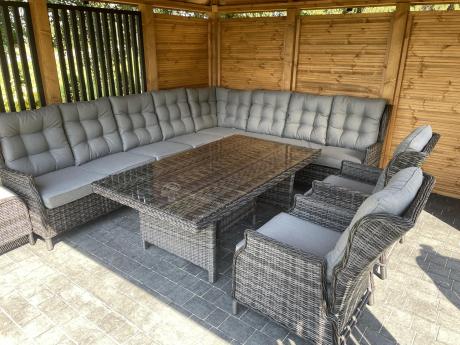 Duży narożnik technorattanowy z regulowanymi fotelami - Laritto Corner XL - Antracite