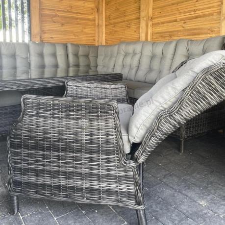 Duży narożnik technorattanowy z regulowanymi fotelami - Laritto Corner XL - Antracite