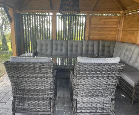 Duży narożnik technorattanowy z regulowanymi fotelami - Laritto Corner XL - Antracite