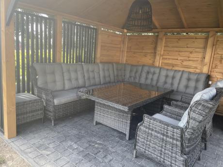 Duży narożnik technorattanowy z regulowanymi fotelami - Laritto Corner XL - Antracite