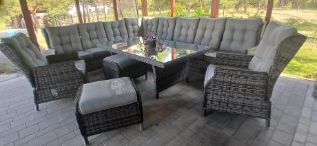 Duży narożnik technorattanowy z regulowanymi fotelami - Laritto Corner XL - Antracite