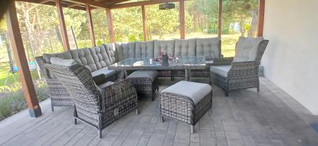 Duży narożnik technorattanowy z regulowanymi fotelami - Laritto Corner XL - Antracite