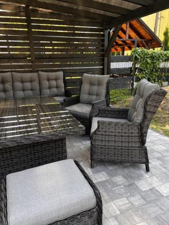 Duży narożnik technorattanowy z regulowanymi fotelami - Laritto Corner XL - Antracite