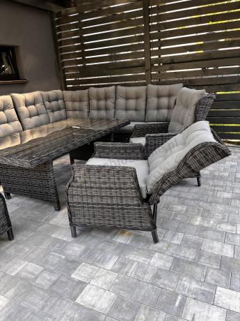 Duży narożnik technorattanowy z regulowanymi fotelami - Laritto Corner XL - Antracite