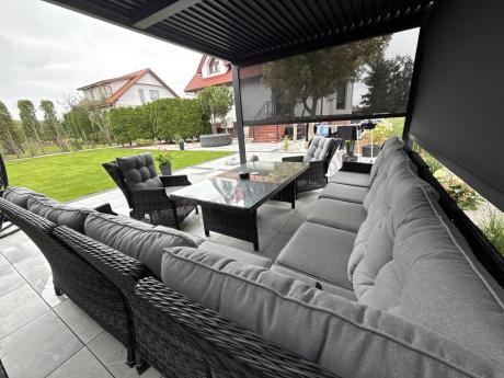 Duży narożnik technorattanowy z regulowanymi fotelami - Laritto Corner XL - Antracite