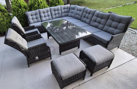 Duży narożnik technorattanowy z regulowanymi fotelami - Laritto Corner XL - Antracite