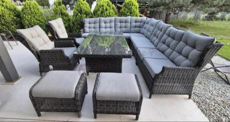 Duży narożnik technorattanowy z regulowanymi fotelami - Laritto Corner XL - Antracite