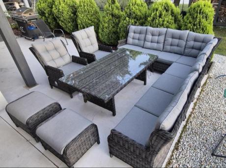 Duży narożnik technorattanowy z regulowanymi fotelami - Laritto Corner XL - Antracite