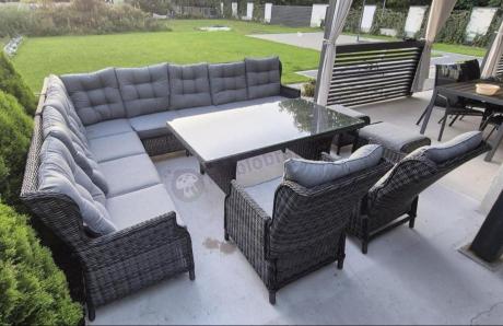 Duży narożnik technorattanowy z regulowanymi fotelami - Laritto Corner XL - Antracite