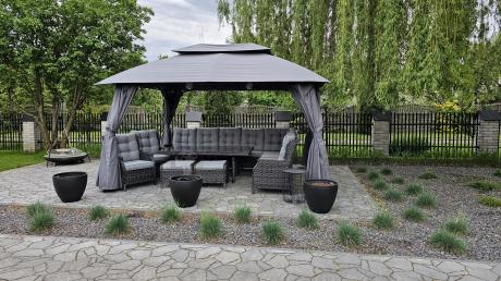 Duży narożnik technorattanowy z regulowanymi fotelami - Laritto Corner XL - Antracite