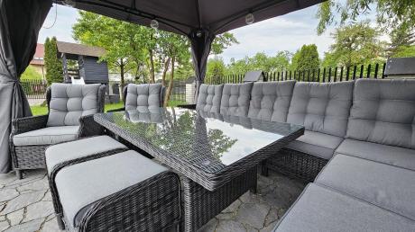 Duży narożnik technorattanowy z regulowanymi fotelami - Laritto Corner XL - Antracite