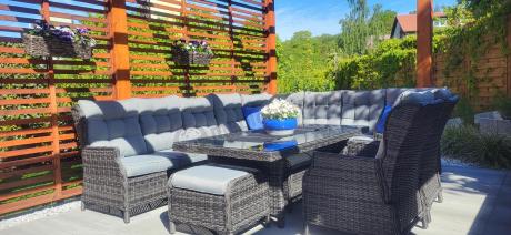 Duży narożnik technorattanowy z regulowanymi fotelami - Laritto Corner XL - Antracite