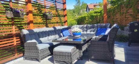 Duży narożnik technorattanowy z regulowanymi fotelami - Laritto Corner XL - Antracite