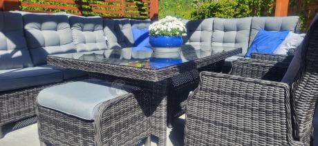 Duży narożnik technorattanowy z regulowanymi fotelami - Laritto Corner XL - Antracite