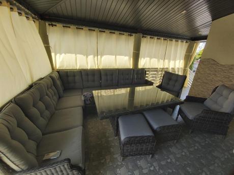 Duży narożnik technorattanowy z regulowanymi fotelami - Laritto Corner XL - Antracite