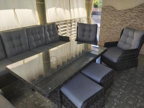 Duży narożnik technorattanowy z regulowanymi fotelami - Laritto Corner XL - Antracite