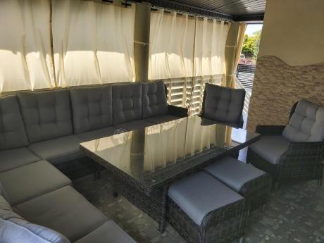 Duży narożnik technorattanowy z regulowanymi fotelami - Laritto Corner XL - Antracite