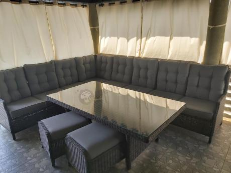 Duży narożnik technorattanowy z regulowanymi fotelami - Laritto Corner XL - Antracite