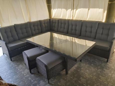 Duży narożnik technorattanowy z regulowanymi fotelami - Laritto Corner XL - Antracite