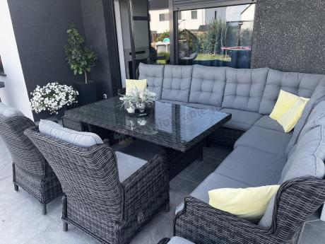 Duży narożnik technorattanowy z regulowanymi fotelami - Laritto Corner XL - Antracite