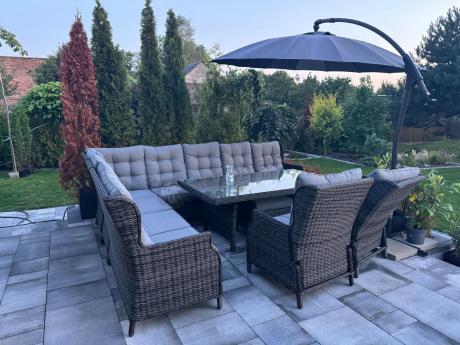 Duży narożnik technorattanowy z regulowanymi fotelami - Laritto Corner XL - Antracite