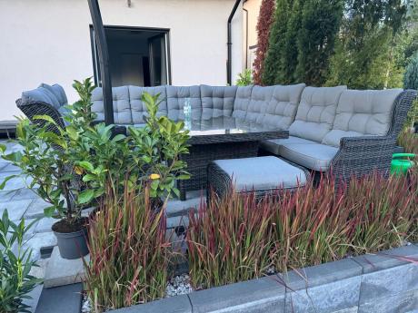 Duży narożnik technorattanowy z regulowanymi fotelami - Laritto Corner XL - Antracite