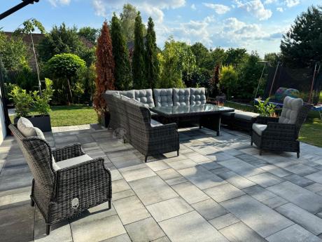 Duży narożnik technorattanowy z regulowanymi fotelami - Laritto Corner XL - Antracite