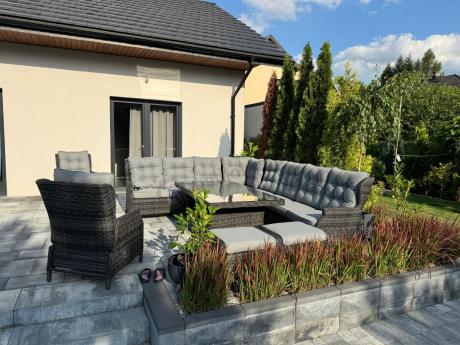 Duży narożnik technorattanowy z regulowanymi fotelami - Laritto Corner XL - Antracite