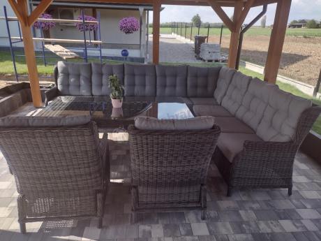 Duży narożnik technorattanowy z regulowanymi fotelami - Laritto Corner XL - Antracite