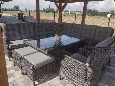 Duży narożnik technorattanowy z regulowanymi fotelami - Laritto Corner XL - Antracite