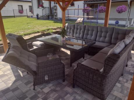 Duży narożnik technorattanowy z regulowanymi fotelami - Laritto Corner XL - Antracite